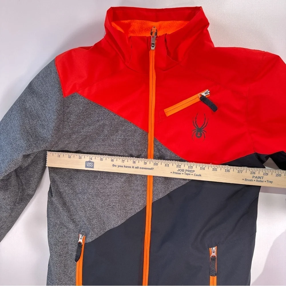 Spyder Kids' Vibrant Red and Charcoal Puffer Jacket